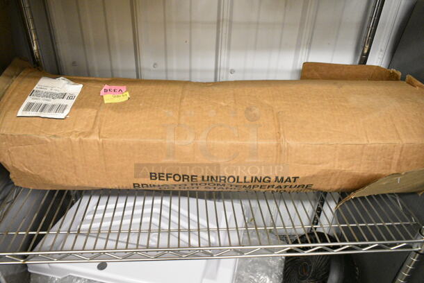 ALL ONE MONEY! Metro Lot of Various Items Including 612605070 Choice Full Size Foil Steam Table Pan Deep 3 3/8" Depth - Full Size Deep - 50/Case, 2 Sets of Casters, Dart 85HT1R 8" x 8" x 3" White Foam Square Take Out Container with Perforated Hinged Lid, Dandelion Supplement, Bladderwrack Supplement, Stainless Steel Sponges,  Notrax Mat, Poly Fan. Does Not Include Shelving Unit.  - Image 11 of 12