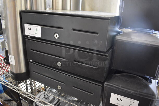 3 Black Metal Cash Drawers. 16x17x5. 3 Times Your Bid! - Image 2 of 4