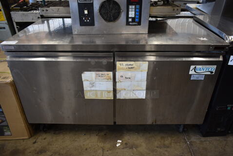Avantco 178TUC60R Stainless Steel Commercial 2 Door Undercounter Cooler on Commercial Casters. 115 Volts, 1 Phase. Tested and Powers On But Does Not Get Cold
