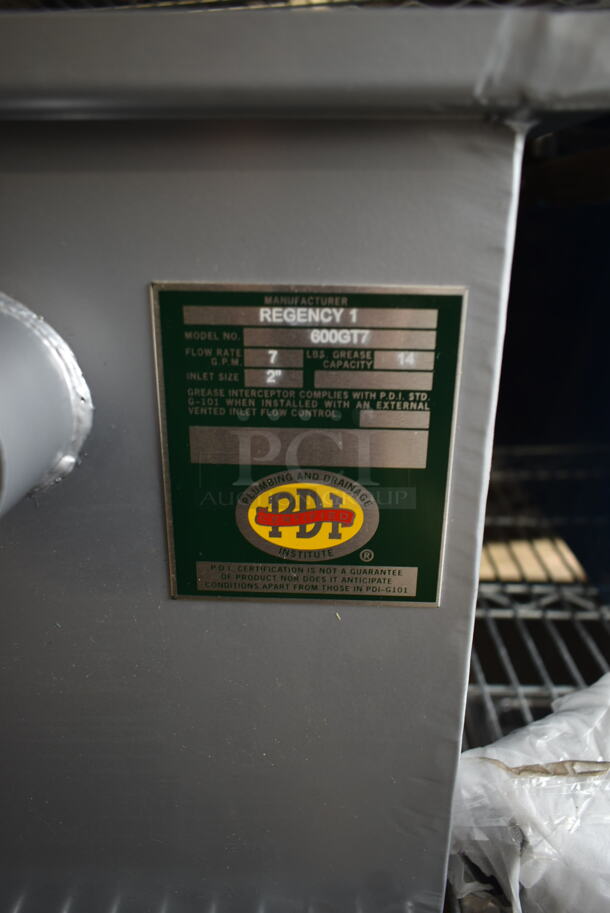 BRAND NEW SCRATCH AND DENT! Regency 600GT7 14 lb. 7 GPM Grease Trap with 2" Non-Threaded Connections - Image 5 of 7