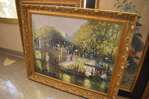 Framed Canvas Painting Reproduction of Boston Public Gardens by John C Terelak From Art Dealer Ed Mero! - Image 2 of 10