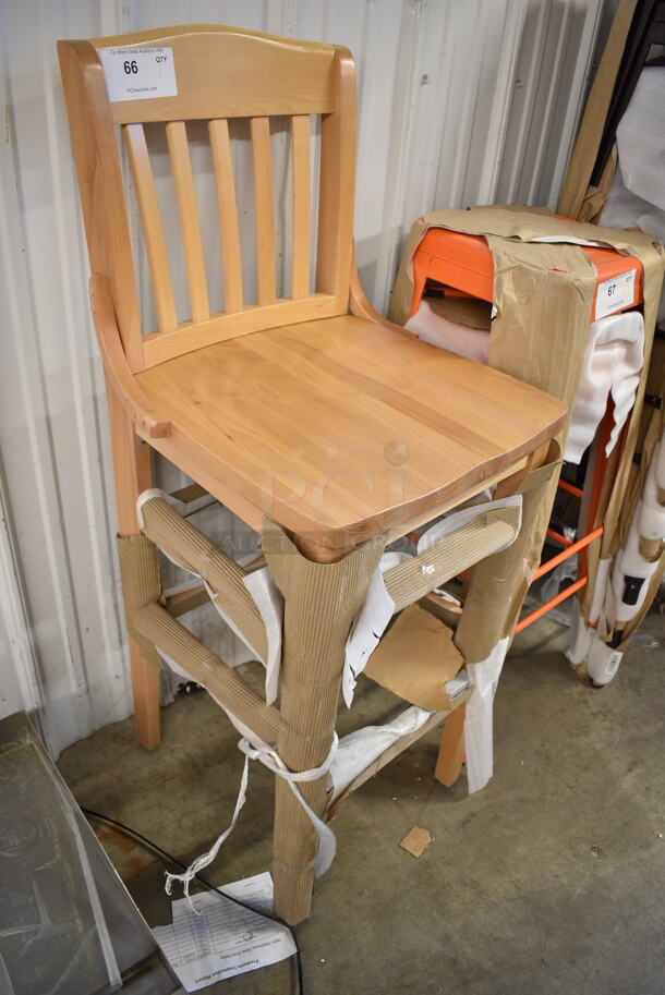 BRAND NEW SCRATCH AND DENT! Lancaster Table & Seating Bar Height Natural Finish Wood School House Bar Stool - Image 3 of 3