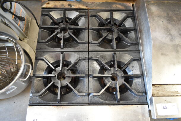Stainless Steel Commercial Countertop Natural Gas Powered 4 Burner Range.  - Image 2 of 4