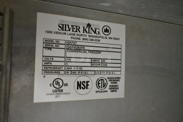 Silver King SKF27 Stainless Steel Commercial Single Door Undercounter Freezer on Commercial Casters. 115 Volts, 1 Phase. Tested and Powers On But Does Not Get Cold - Image 5 of 5