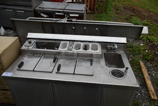 Stainless Steel Commercial Freezer w/ Topping Rail, 2 Center Hinge Lids, Sink Bay, Faucet, Handles and Water Well. Cannot Test Due To Missing Power Cord - Image 4 of 7