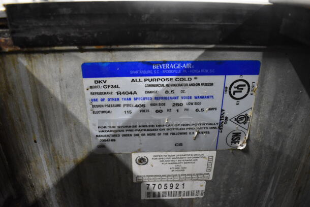 Beverage Air Model GF34L Stainless Steel Commercial Bottled Back Bar Cooler w/ Sliding Lid. 115 Volts, 1 Phase. 34x26x34.5. Tested and Working! - Image 5 of 6