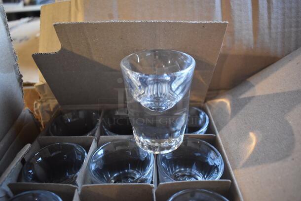 24 BRAND NEW IN BOX! Libbey 5138 1 oz Whiskey Shot Glasses. 2x2x3. 24 Times Your Bid!