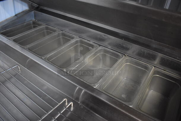 Randell 8395N Stainless Steel Commercial Pizza Prep Station w/ Over Shelf on Commercial Casters. 115 Volts, 1 Phase. 95x35x57. Picture of the Unit Before Removal Is Included In the Listing. Tested and Working! - Image 5 of 10
