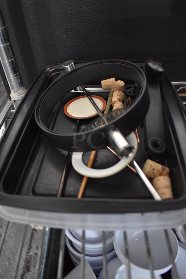 ALL ONE MONEY! Lot of Contents of Shelving Unit Including Chafing Dishes, Dish Caddies, Ceramic Plates, Bowls, Silverware. Does Not Include Shelving Unit.  - Image 7 of 12