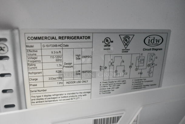 IDW G-10-F334B-HC Metal Commercial Single Door Reach In Cooler Merchandiser w/ Poly Coated Racks and Drink Sliders. 110-120 Volts, 1 Phase. Tested and Working! - Image 6 of 6