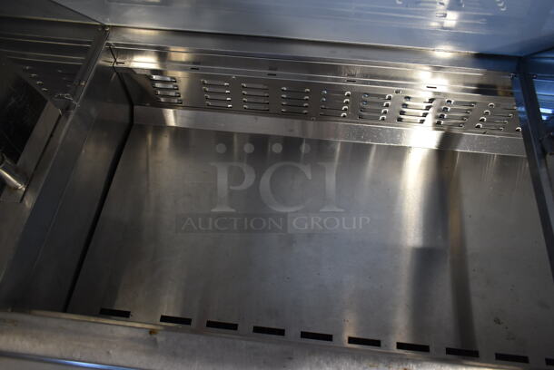 Kelvinator KCMT70.30-HC Stainless Steel Commercial Sandwich Salad Prep Table Bain Marie Mega Top w/ 2 Tier Over Shelf on Commercial Casters. 115 Volts, 1 Phase. Tested and Powers On But Does Not Get Cold - Image 6 of 11