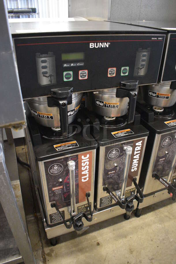 2012 Bunn Model DUAL SH DBC Stainless Steel Commercial Countertop Dual Coffee Machine w/ 2 Stainless Steel Brew Baskets and 2 Bunn Model SH SERVER Satellite Servers. 120/208-240 Volts, 1 Phase. 18x24x36. Tested and Working! - Image 3 of 6