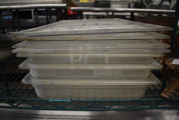 ALL ONE MONEY! Lot of 3 Clear Poly Full Size Drop In Bins w/ 4 Lids! 1/1x2 - Image 3 of 3