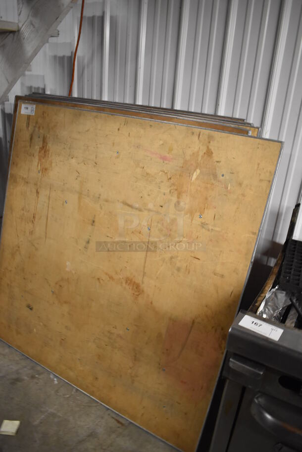 5 Wood Pattern Square Folding Tables w/ Metal Rim. 54x54x3. 5 Times Your Bid! - Image 2 of 4