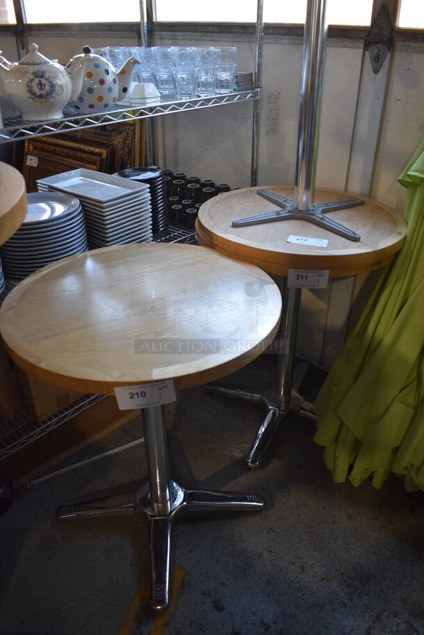 Wood Pattern Round Dining Table on Metal Table Base. Stock Picture - Cosmetic Condition May Vary. 24x24x29.5 - Image 4 of 4