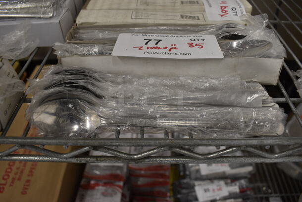 35 BRAND NEW IN BOX! Winco 0001-02 Stainless Steel Dominion Iced Teaspoons. 8
