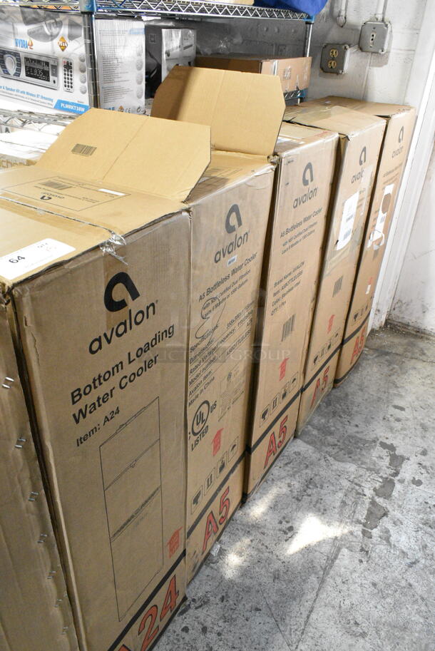 5 IN ORIGINAL BOX! Avalon Water Coolers Including Models A24, A5BOTTLELESS. 115 Volts, 1 Phase. 5 Times Your Bid!  - Image 1 of 7