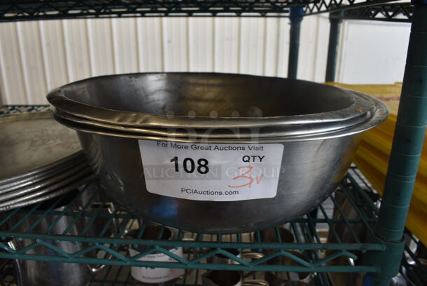 3 Various Metal Bowls. Includes 13x13x5. 3 Times Your Bid!