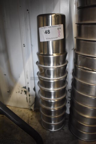 ALL ONE MONEY! Lot of 8 Stainless Steel Cylindrical Drop In Bins. 5.5x5.5x8