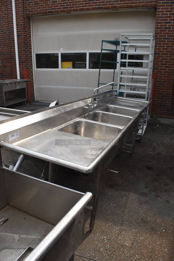 Stainless Steel 3 Bay Sink With Faucet And 2 Drain Boards. - Image 3 of 7