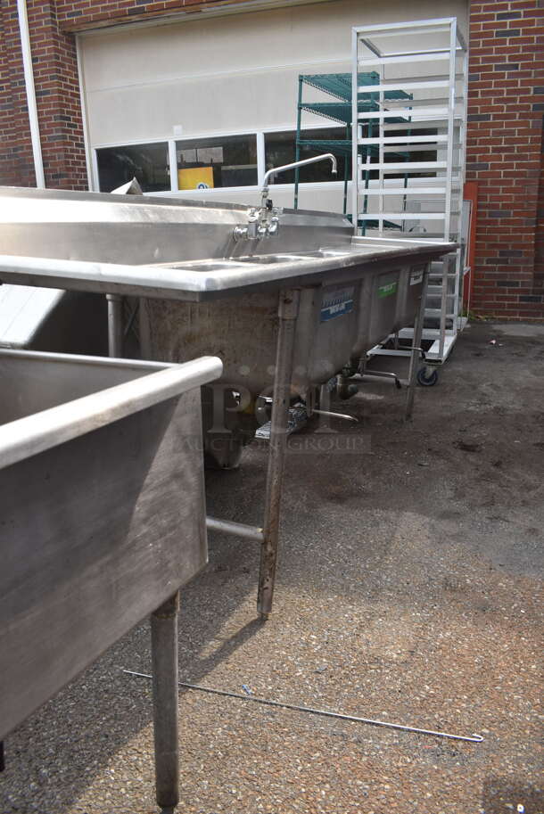 Stainless Steel 3 Bay Sink With Faucet And 2 Drain Boards. - Image 4 of 7