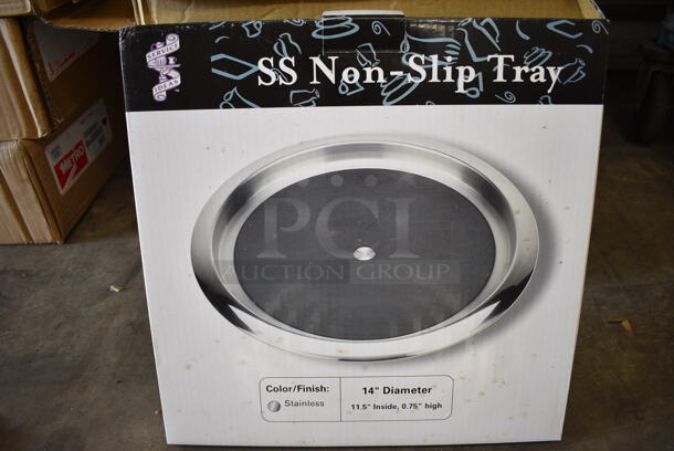 10 BRAND NEW IN BOX! Stainless Steel Non Slip Round Trays. 14x14x1.5. 10 18000 - Image 3 of 4
