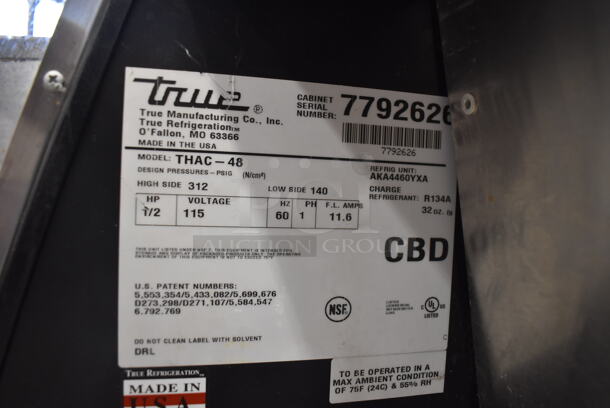 2013 True THAC-48 Stainless Steel Commercial Grab N Go Merchandiser. 115 Volts, 1 Phase. 48x31x46. Tested and Working! - Image 4 of 6