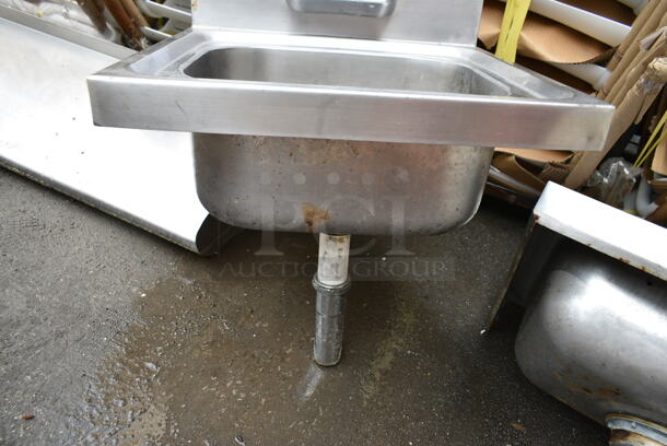 Stainless Steel Commercial Single Bay Wall Mount Sink w/ Faucet and Handles.  - Image 2 of 5