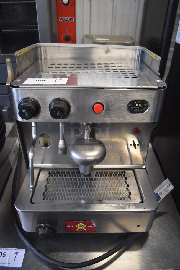 Stainless Steel Commercial Countertop Single Group Single Group Espresso Machine w/ Steam Wand. 125 Volts, 1 Phase. 15x20x19