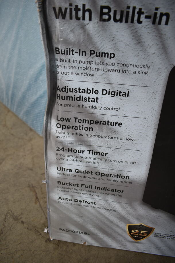 IN ORIGINAL BOX! Pelonis PAD50P1ABL ENERGY STAR 50 Pint Dehumidifier. 115 Volts, 1 Phase. - Image 3 of 7