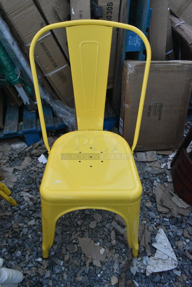 28 BRAND NEW SCRATCH AND DENT! Tolix Style Dining Height Chairs Including Yellow, White, Green, Blue and Gray. 28 Times Your Bid! - Image 2 of 7