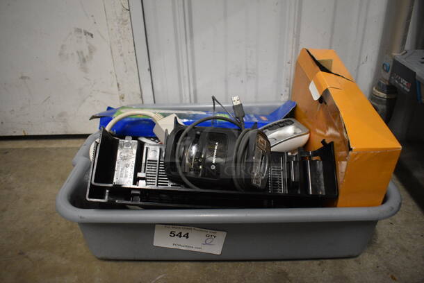 ALL ONE MONEY! Lot of Various Items Including Power Strip in Gray Bus Bin! 21x15x5 - Image 3 of 3
