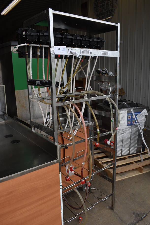 ALL ONE MONEY! Lot of 8 Soda Pumps on Chrome Finish Soda Rack! 31x16x75 - Image 2 of 4