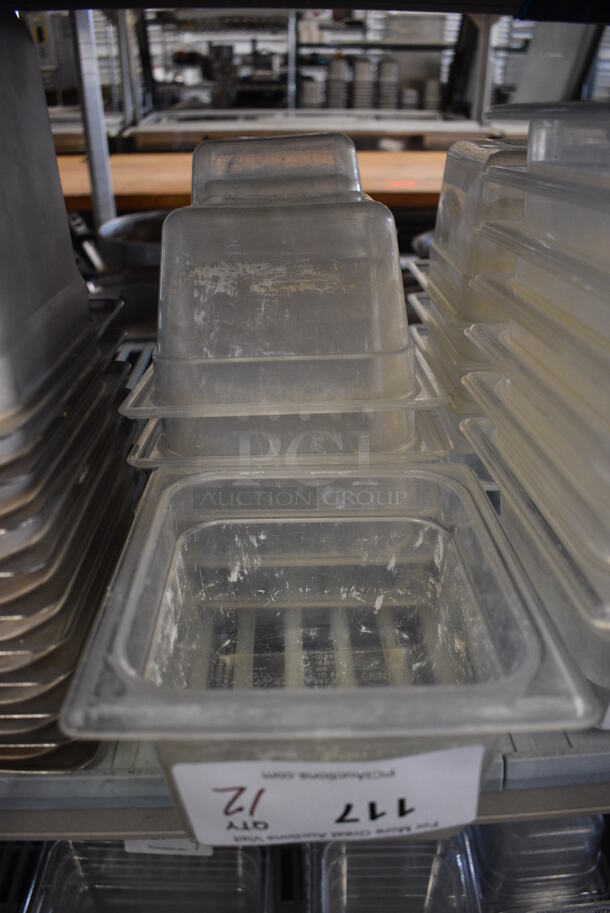 ALL ONE MONEY! Lot of 12 Clear Poly 1/6 Size Drop In Bins. 1/6x4 - Image 2 of 3