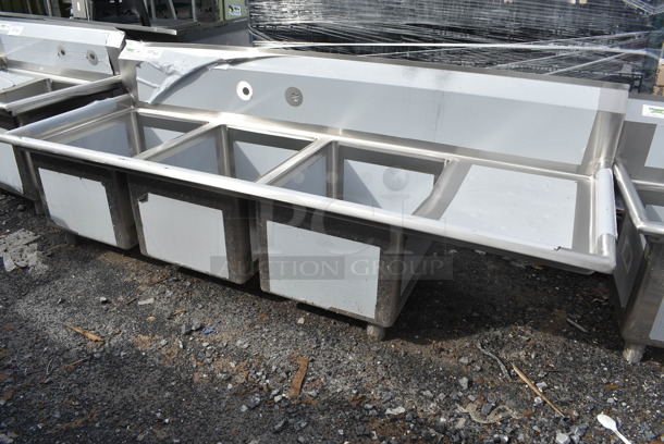 BRAND NEW SCRATCH AND DENT! Regency 600S3162018R Stainless Steel 3 Bay Sink w/ Right Side Drain Board. No Legs.  - Image 2 of 8