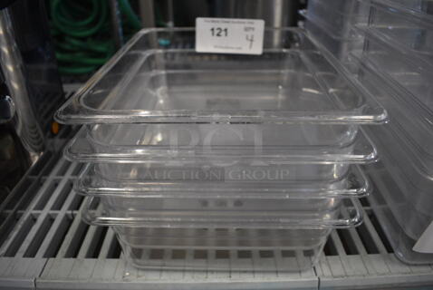 ALL ONE MONEY! Lot of 4 Winco Clear Poly 1/2 Size Drop In Bins. 1/2x4