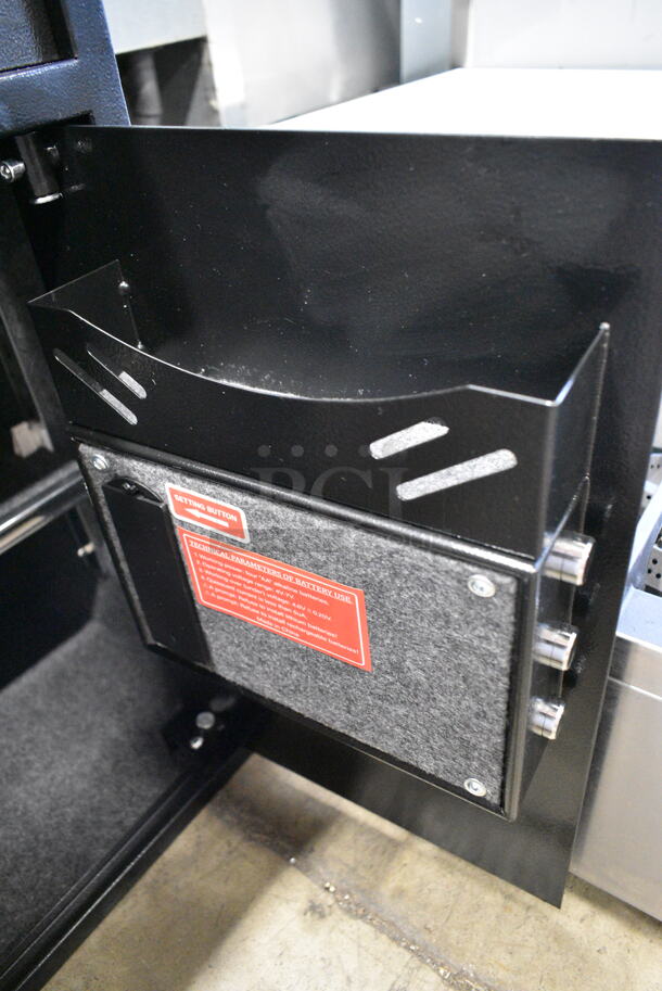 BRAND NEW SCRATCH AND DENT! Black Metal 2 Compartment Safe.  - Image 10 of 12