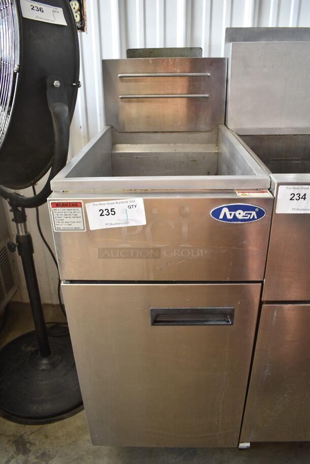 Atosa Stainless Steel Commercial Floor Style Natural Gas Powered Deep Fat Fryer.  - Image 1 of 5