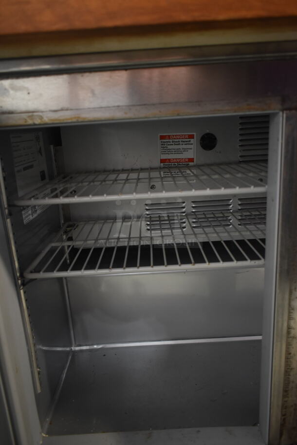 Turbo Air UCR34Y Stainless Steel Commercial 2 Door Undercounter Cooler w/ Butcher Block Countertop. 115 Volts, 1 Phase. Tested and Working! - Image 4 of 5