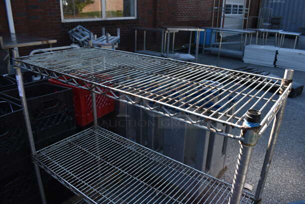 Chrome Finish 3 Tier Shelving Unit. BUYER MUST DISMANTLE. PCI CANNOT DISMANTLE FOR SHIPPING. PLEASE CONSIDER FREIGHT CHARGES. 42x18x49 - Image 2 of 3