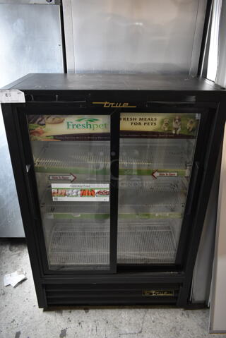 True GDM-33SSL-54 Metal Commercial 2 Door Reach In Cooler Merchandiser w/ Poly Coated Racks. 115 Volts, 1 Phase. Tested and Working!