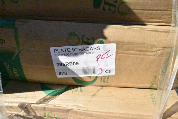 20 BRAND NEW Boxes Including 130SCB048DL Visions Clear PET Plastic Dome Lid for 24, 32, and 48 oz. Square Bowls - 300/Case, Herc 5014347M15 Lavex Li'l Herc 56 Gallon 1.5 Mil 43" x 47" Low Density Medium-Duty Black Can Liner / Trash Bag - 100/Case, 5001RT350N Lavex Natural Kraft Hardwound Paper Towel, 350 Feet / Roll - 12/Case, 3 Box 395RP09 EcoChoice Compostable Sugarcane / Bagasse 9" Plate - 500/Case, 433NHT101 Choice 1/6 Standard Size White "Thank You" Medium-Duty Plastic T-Shirt Bag - 1000/Case, 3 Box 760SOUP16WB Choice 16 oz. White Double Poly-Coated Paper Food Cup - 500/Case, Dart 16MJ20 16 oz. Medium Squat White Customizable Foam Food Container, 500TW5 Choice 5 oz. Translucent Thin Wall Plastic Cold Cup - 2500/Case. 20 Times Your Bid!  - Image 5 of 12