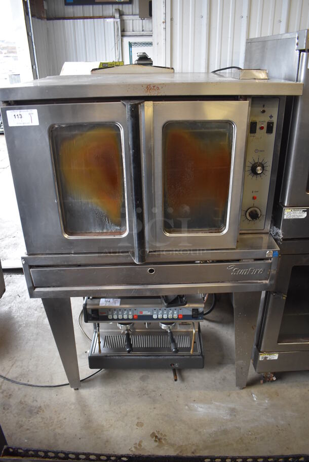 Garland SunFire Stainless Steel Commercial Natural Gas Powered Full Size Convection Oven w/ View Through Doors, Metal Oven Racks and Thermostatic Controls on Metal Legs. 40x40x63