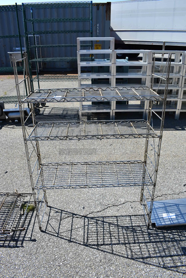 Metal 3 Tier Wire Shelving Unit. BUYER MUST DISMANTLE. PCI CANNOT DISMANTLE FOR SHIPPING. PLEASE CONSIDER FREIGHT CHARGES. 36x12x53