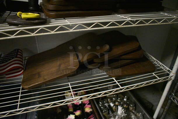 White Finish 5 Tier Wire Shelving Unit w/ Contents Including Paint, Boards and Sugar Caddies. BUYER MUST REMOVE. BUYER MUST DISMANTLE. PCI CANNOT DISMANTLE FOR SHIPPING. PLEASE CONSIDER FREIGHT CHARGES. 48x18x75. (kitchen) - Image 3 of 8
