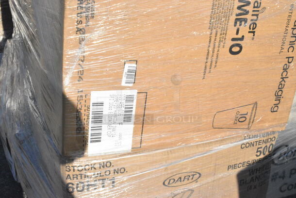 26 BRAND NEW Boxes Including Dart 60HT1 White Foam Hinged Lid Container 6" x 6" x 3" - 500/Case, 346WSNM Choice Medium Weight White Wrapped Plastic Spork and Napkin Kit - 1000/Case, Solo 626NSL Prima PET Plastic Cold Cup Strawless Lid - 1000/Case, 433NHT202 Choice 1/5 Large Size Black "Thank You" Script Heavy-Duty Plastic T-Shirt Bag - 400/Case, 5001RT800N Lavex 8" Natural Kraft Hardwound Paper Towel, 800 Feet / Roll - 6/Case, 2 Box 129MCS28B Choice 28 oz. Black Rectangular Microwavable Heavy Weight Container with Lid 8 3/4" x 6 1/4" x 1 3/4" - 150/Case, 500CC20 Choice Clear PET Customizable Plastic Cold Cup - 20 oz. - 600/Case, 5002WRAPNAP Choice WrapNap White 1/4 Fold 2-Ply Dinner Napkin 16" x 16" - 3000/Case, 500CC20 Choice Clear PET Customizable Plastic Cold Cup - 20 oz. - 600/Case, 795PTOWHT4 Choice White Microwavable Folded Paper #4 Take-Out Container 7 3/4" x 5 1/2" x 3 1/2" - 160/Case, Dart 95HT1R 9 1/2" x 9" x 3" White Foam Square Take Out Container with Hinged Lid, 130ROLLKFSGC Visions 18" x 15 1/2" Pre-Rolled Linen-Feel White Napkin and Classic Heavy Weight Gold Plastic Cutlery Set - 100/Case, 500CC24PLA EcoChoice 24 oz. PLA Compostable Plastic Cold Cup - 600/Case, 795PTOWHT4 Choice White Microwavable Folded Paper #4 Take-Out Container 7 3/4" x 5 1/2" x 3 1/2" - 160/Case. 26 Times Your Bid!  - Image 2 of 12