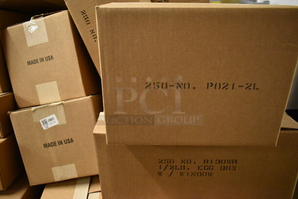 PALLET LOT of 45 BRAND NEW Boxes Including Assorted Candy Boxes , 245100BL, T-1220LB, 069W, 1252X, 130P, P020L, 245GT4, 245WT6, P001, P000, 2451010X, P021-2L, 8130WB Egg Box, 2454110, 2451411/2 1/2 lb, 212L 2 lb Lid, 112 2 lb, 245212, 1190W Small Tote, 210L 1/2 lb Lid, T-1520LB, 111 1/4 lb. 45 Times Your Bid! - Image 10 of 12