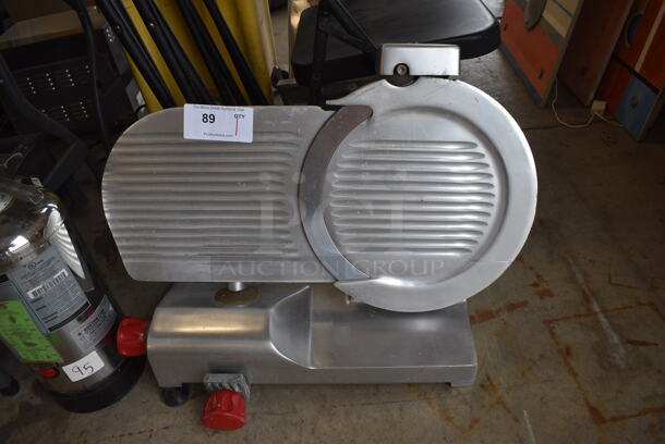 Stainless Steel Commercial Countertop Meat Slicer w/ Blade Sharpener. 115 Volts, 1 Phase. 26x16x20. Tested and Working!