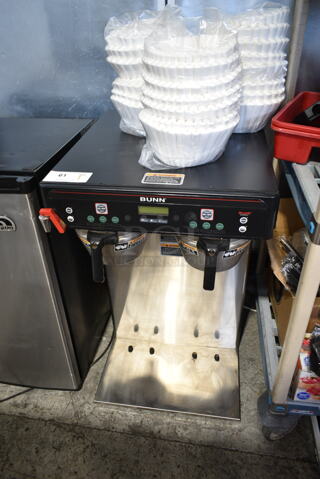 Bunn ICB-TWIN TALL Stainless Steel Commercial Countertop Double Coffee Machine w/ Hot Water Dispenser and 2 Metal Brew Baskets. 120/240 Volts, 1 Phase. 