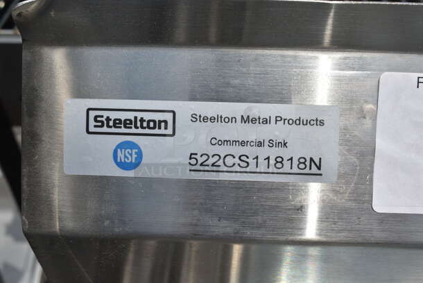 BRAND NEW SCRATCH AND DENT! Steelton 522CS11818N 23 1/2" 18-Gauge Stainless Steel One Compartment Commercial Sink without Drainboard - 18" x 18" x 12" Bowl. Missing 1 Leg.  - Image 5 of 5